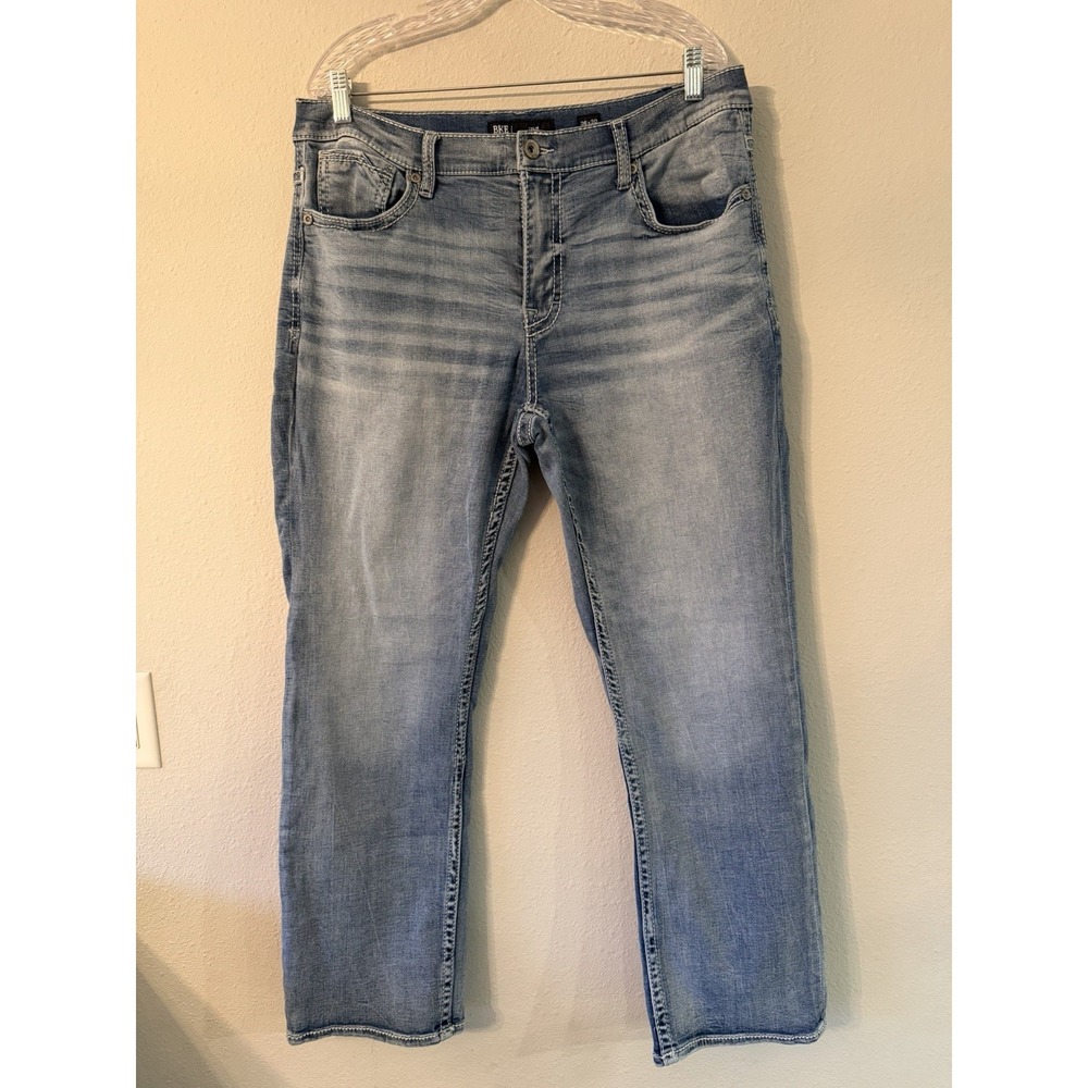 BKE Buckle Jeans Mens 36X30 Blue Tyler Straight Stretch Thick Stitch
